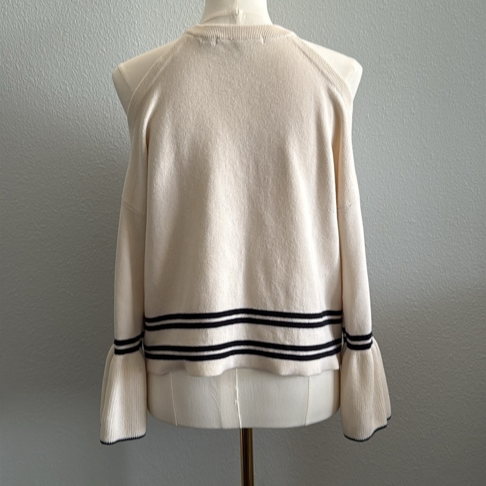 Anthropologie Leandre Open-Shoulder Flutter Long Sleeve Top Size Medium - Picture 8 of 12